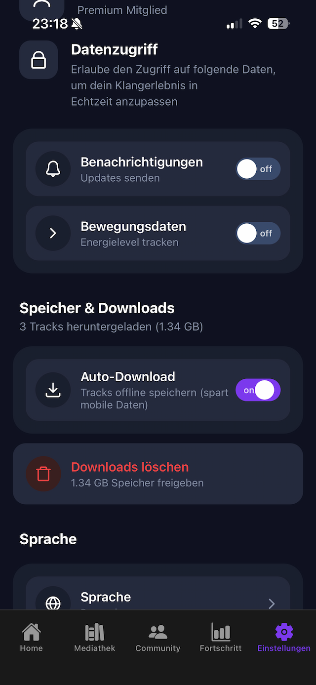 Einstellungen - Dark Mode