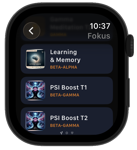 Bio-Tuning Apple Watch App - Fokus Kategorie